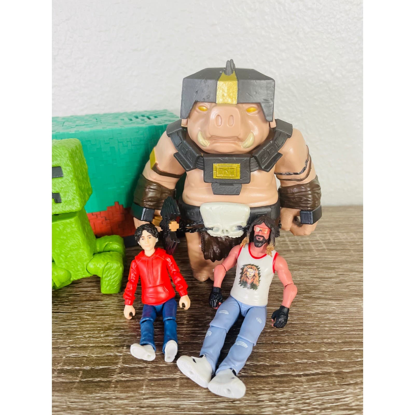 Minecraft Figure Lot Mattel Movie Steve Creeper Pig Warrior Toy Bundle 5pc - Thumbnail 4