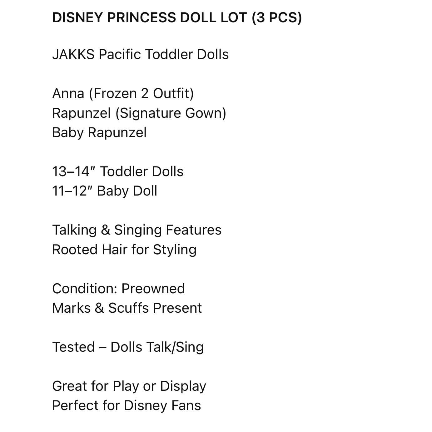 Disney Princess Doll Lot Rapunzel Merida Toddler Jakks Pacific Tangled Brave - Thumbnail 2