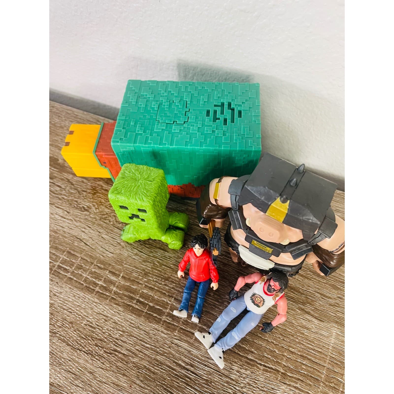 Minecraft Figure Lot Mattel Movie Steve Creeper Pig Warrior Toy Bundle 5pc - Thumbnail 7
