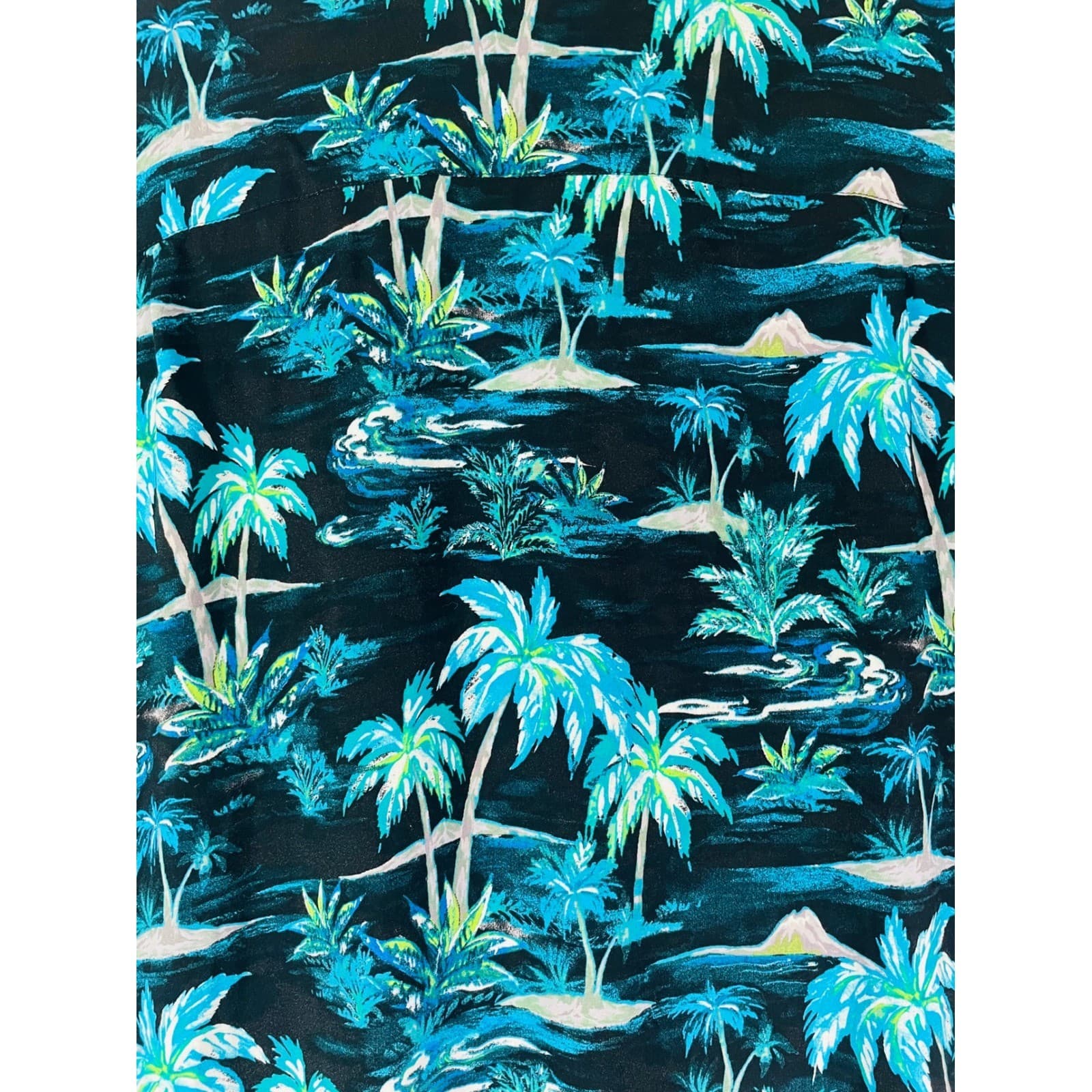 Hawaiian Aloha Shirt KS Island Men's 6XL Black Blue Green Palm Tree Rayon - Thumbnail 12