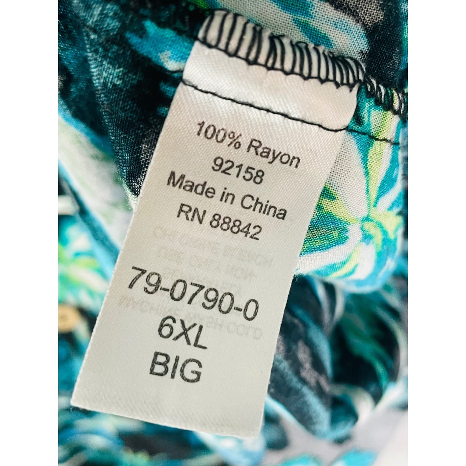 Hawaiian Aloha Shirt KS Island Men's 6XL Black Blue Green Palm Tree Rayon - Thumbnail 4