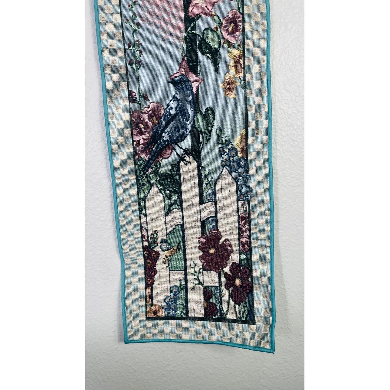 Home Tweet Home Woven Bell Pull Tapestry Birdhouse Blue Bird Wall Hanging 41in - Thumbnail 5