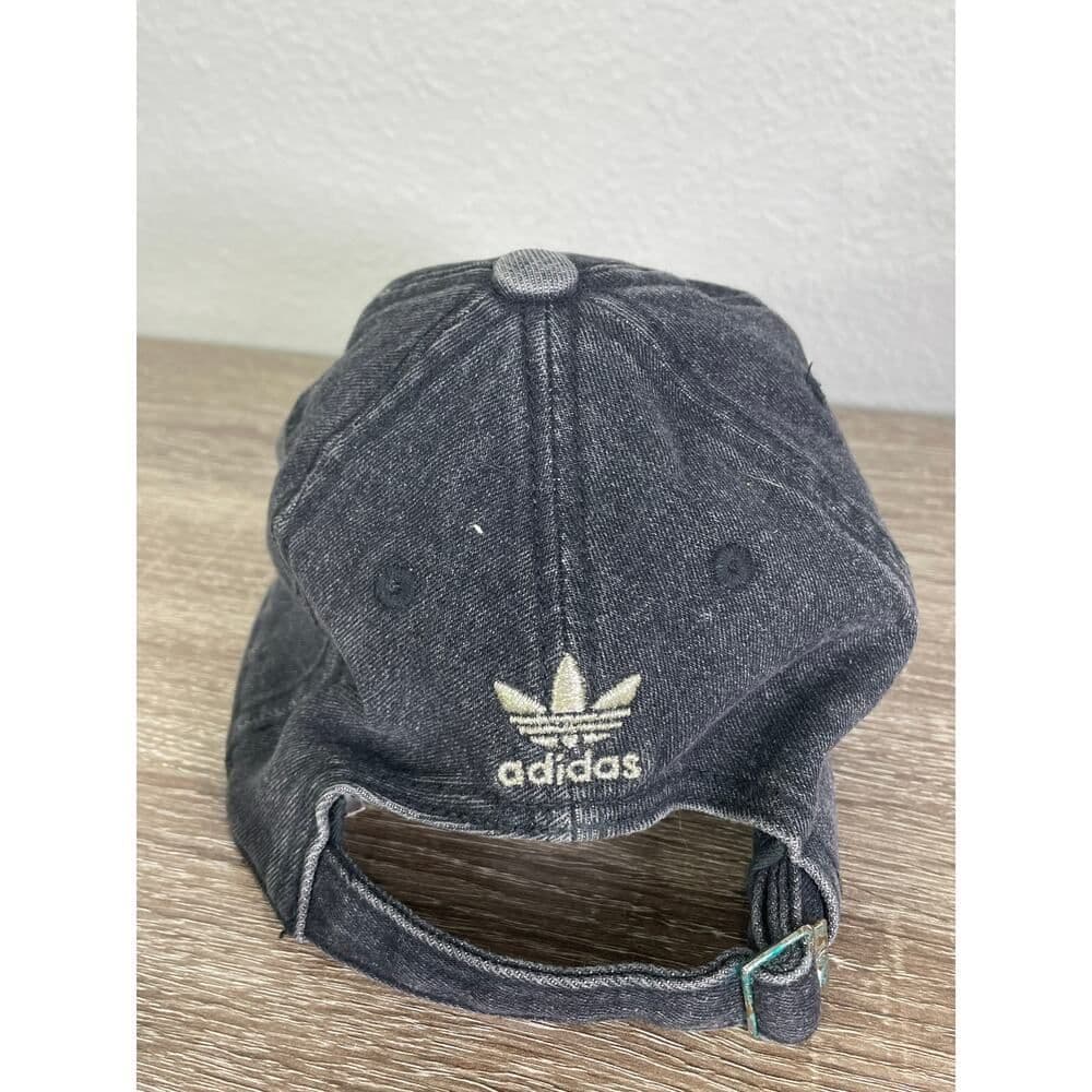 Adidas Trefoil Logo Black Denim Dad Hat Adjustable Cap Originals Washed - Thumbnail 9