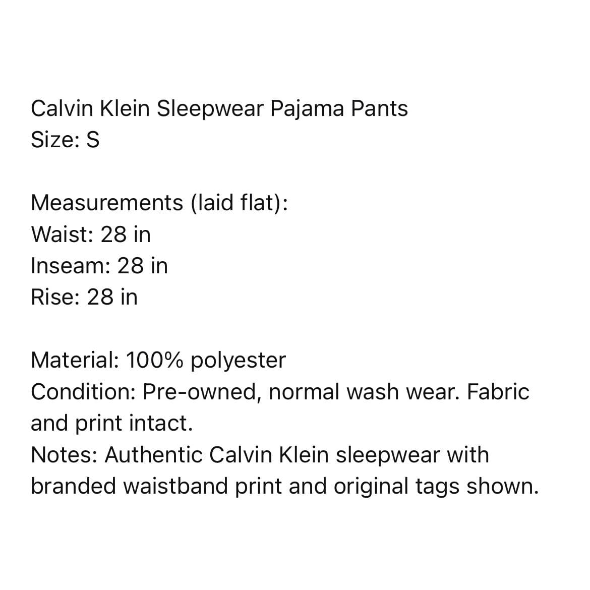 Calvin Klein Logo Print Pajama Pants Women's Small Black White Lounge Sleep - Thumbnail 2