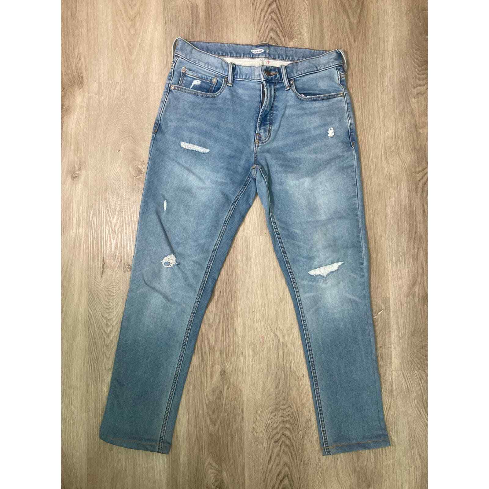 Old Navy 24/7 Skinny Jeans Women 32 Blue Distressed Mid Rise Denim - Thumbnail 2