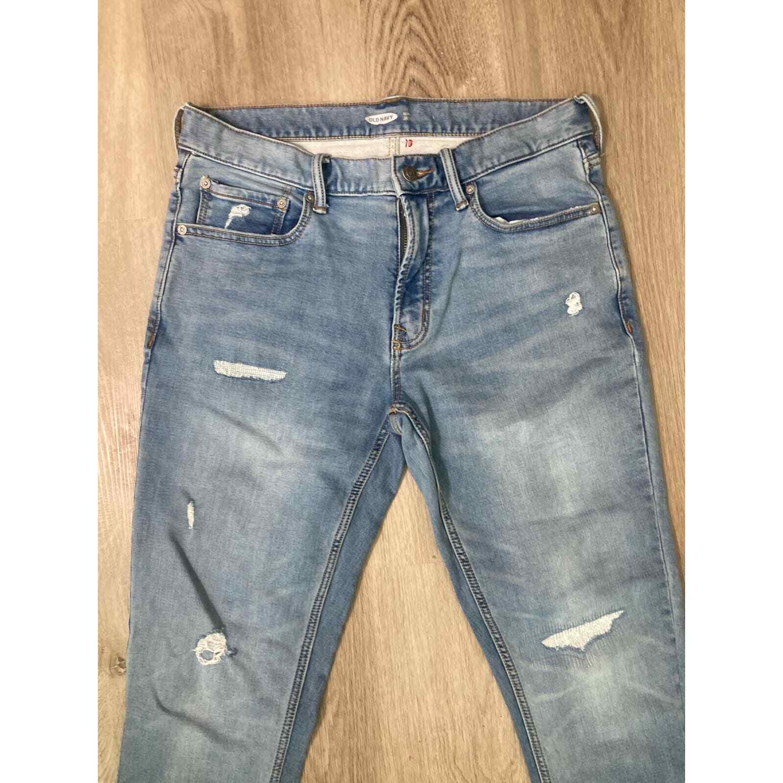 Old Navy 24/7 Skinny Jeans Women 32 Blue Distressed Mid Rise Denim - Thumbnail 5