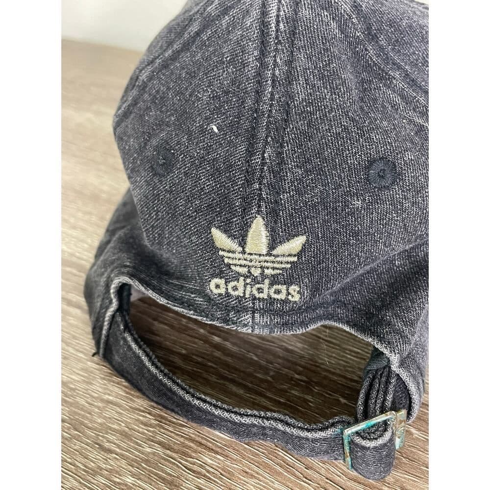 Adidas Trefoil Logo Black Denim Dad Hat Adjustable Cap Originals Washed - Thumbnail 8
