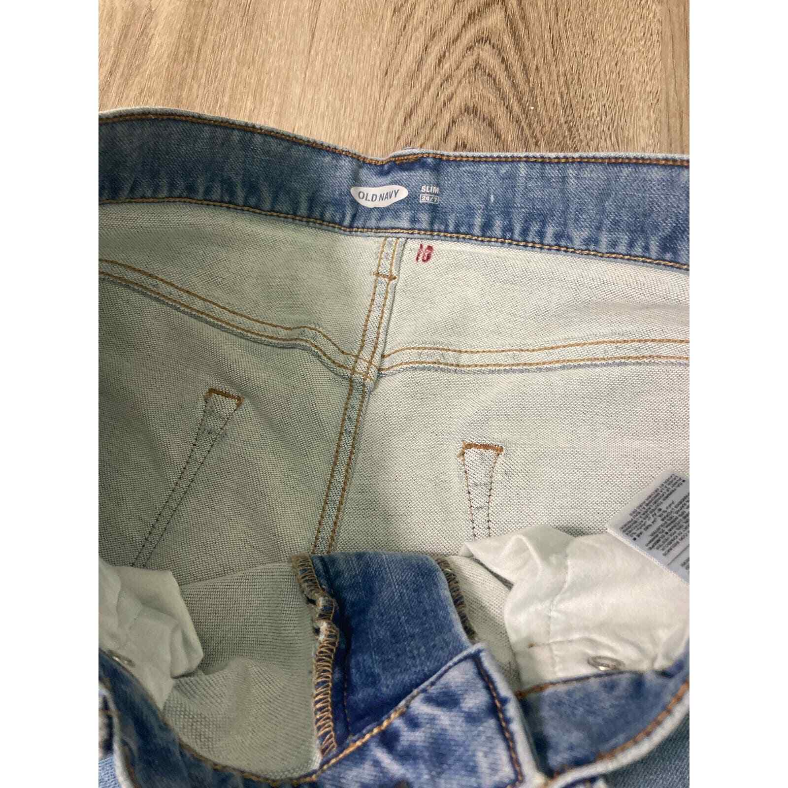 Old Navy 24/7 Skinny Jeans Women 32 Blue Distressed Mid Rise Denim - Thumbnail 8