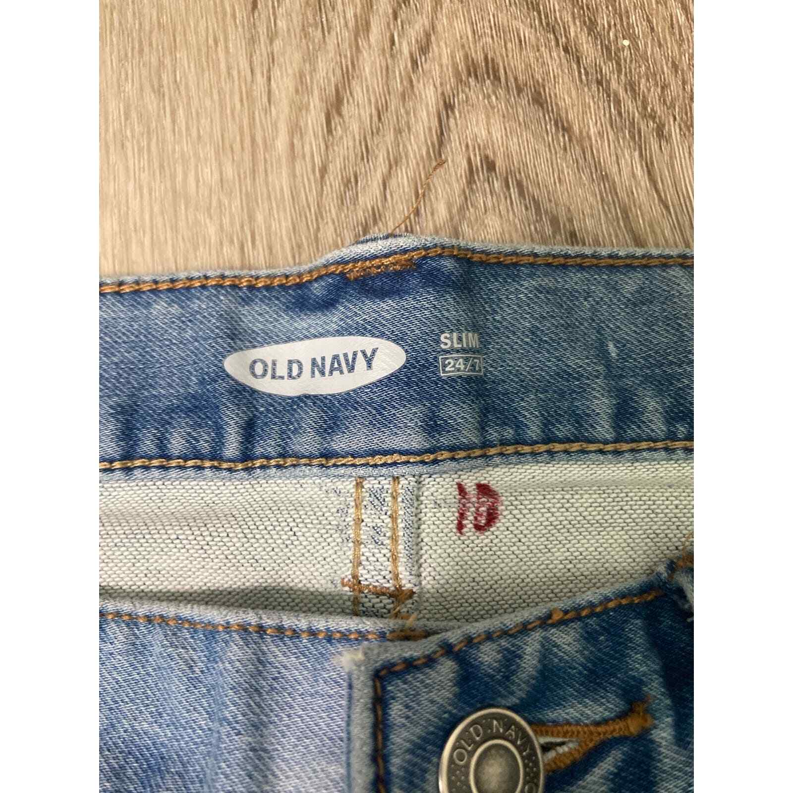 Old Navy 24/7 Skinny Jeans Women 32 Blue Distressed Mid Rise Denim - Thumbnail 3