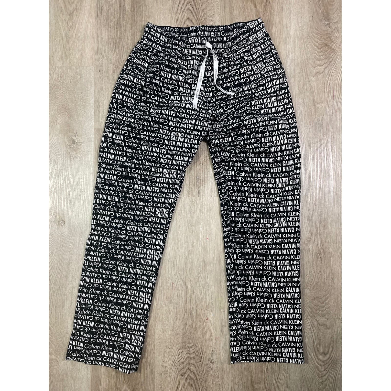 Calvin Klein Logo Print Pajama Pants Women's Small Black White Lounge Sleep - Thumbnail 5
