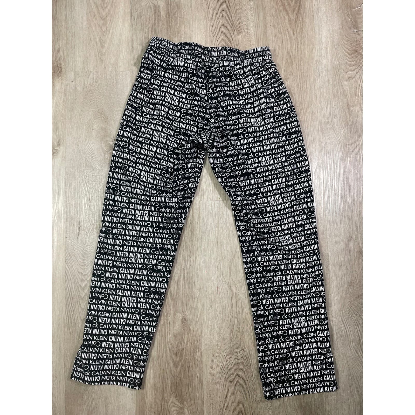 Calvin Klein Logo Print Pajama Pants Women's Small Black White Lounge Sleep - Thumbnail 6