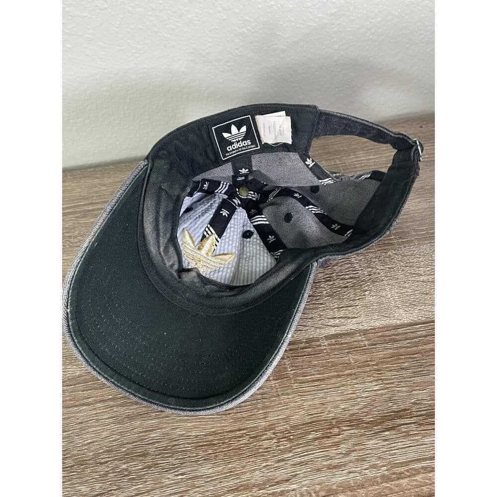 Adidas Trefoil Logo Black Denim Dad Hat Adjustable Cap Originals Washed - Thumbnail 6