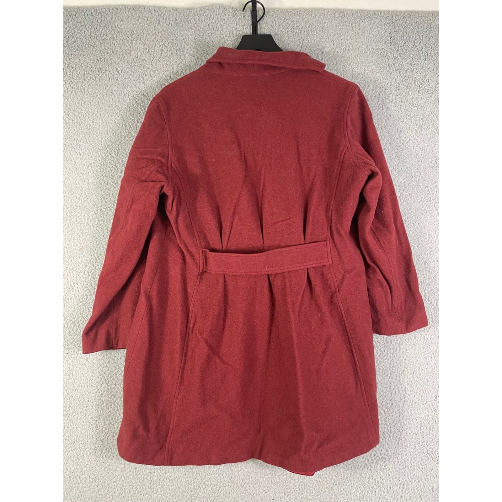 JJill Burgundy Wine Red Wool Blend Tailored Button Front Coat Women Size Small - Thumbnail 6