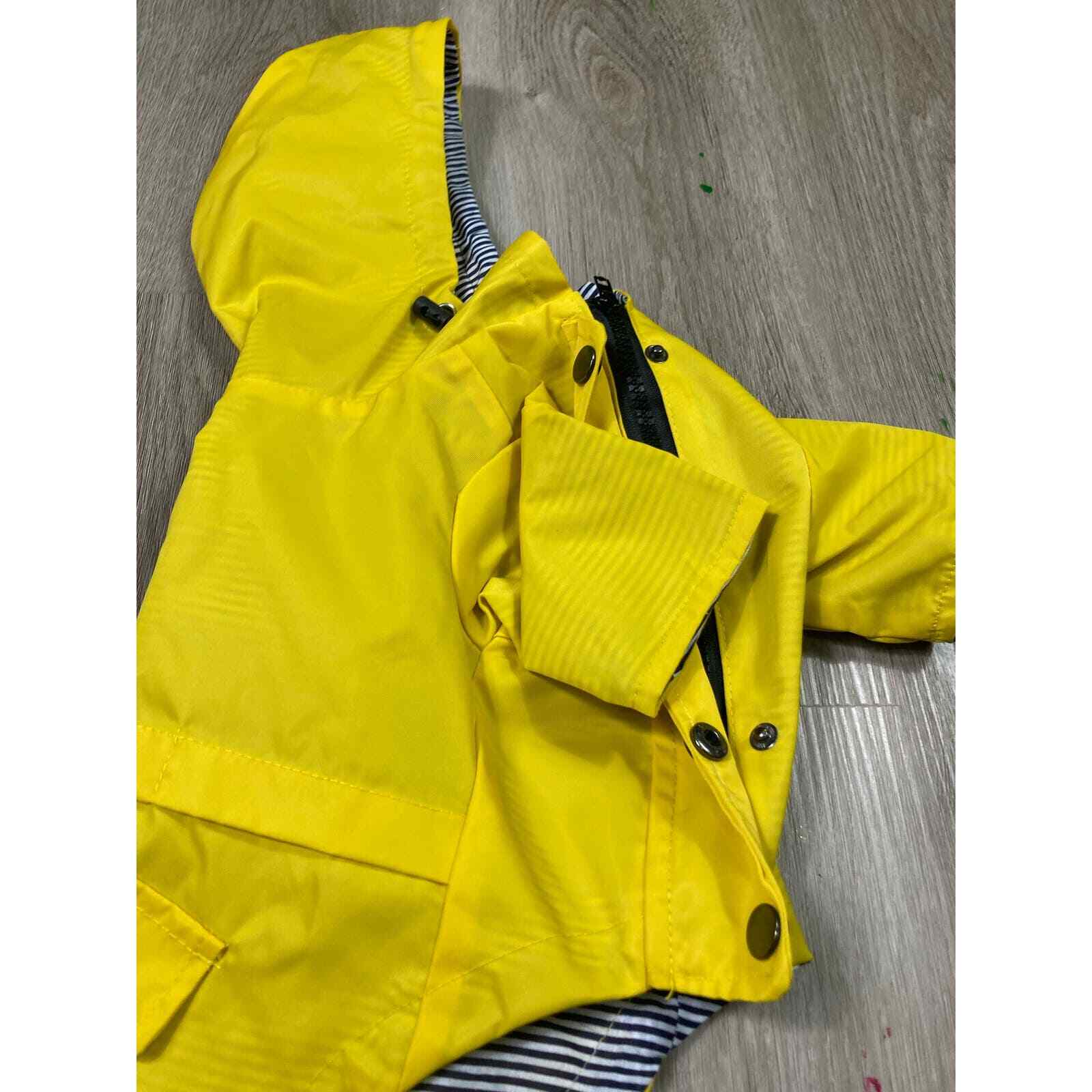 Yellow Striped Cat Raincoat Pet Hooded Outdoor Jacket Cute for Cats & Small Pets - Thumbnail 7