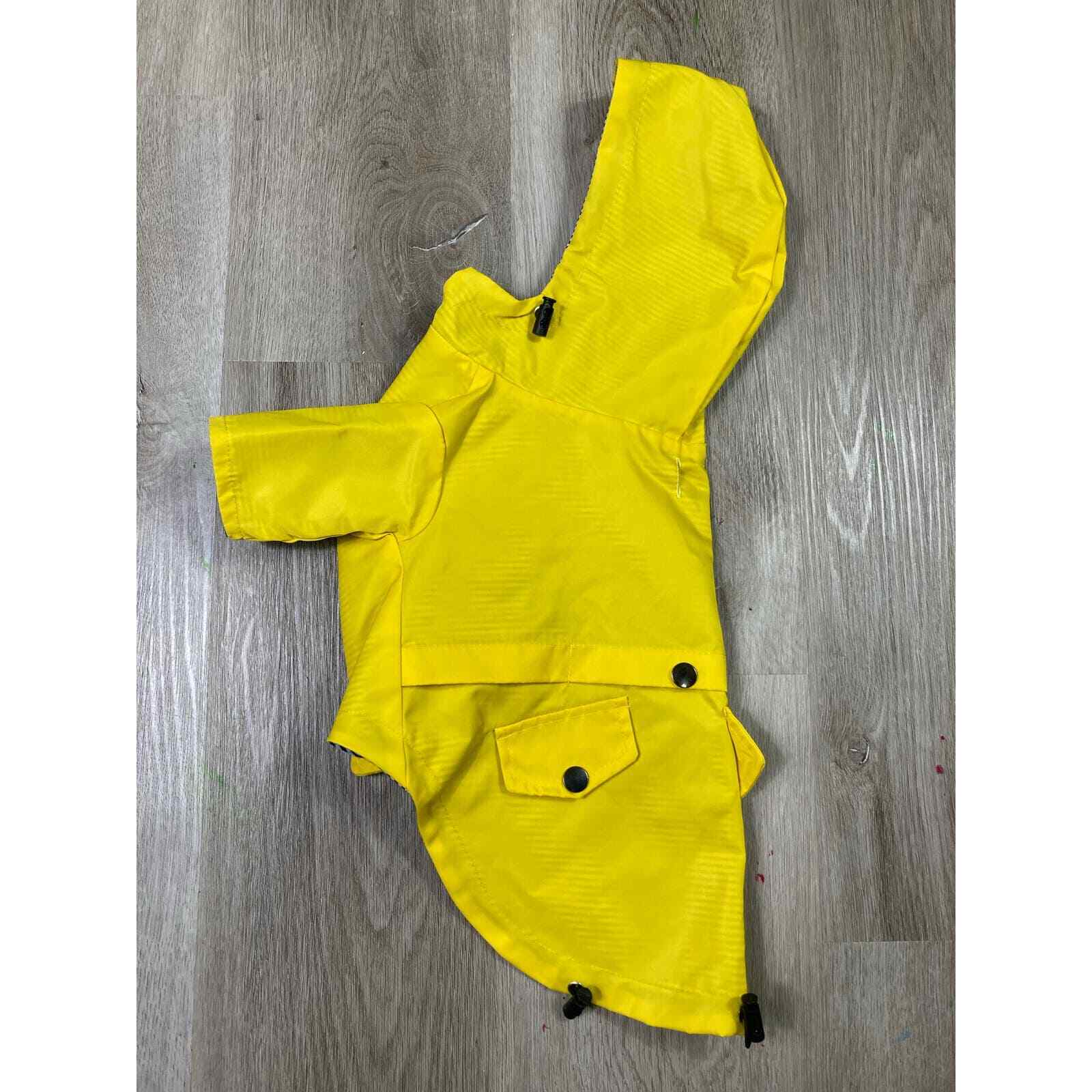 Yellow Striped Cat Raincoat Pet Hooded Outdoor Jacket Cute for Cats & Small Pets - Thumbnail 2