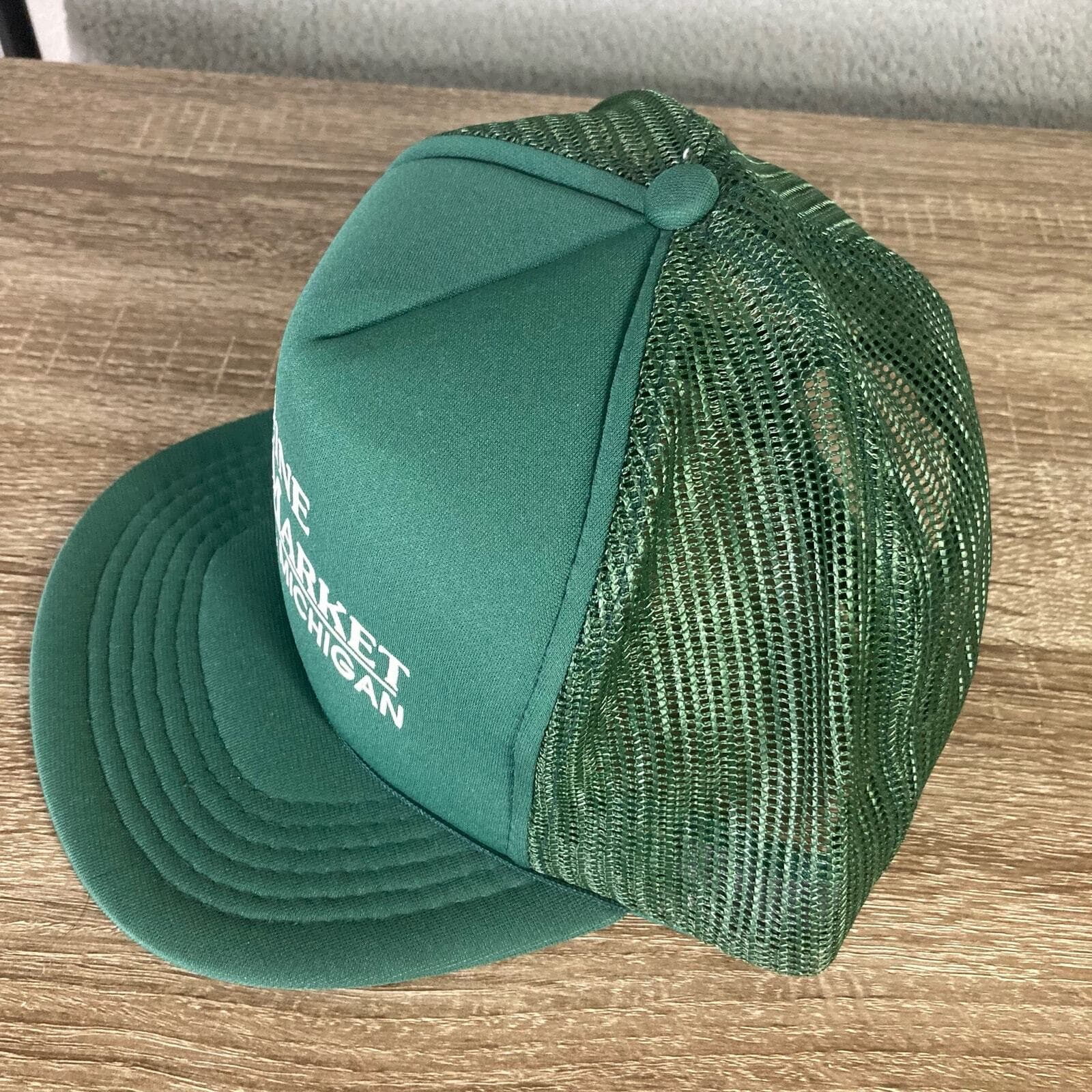 Vintage Marine Market Alpena Michigan Green Trucker Hat Unisex Cap - Thumbnail 4