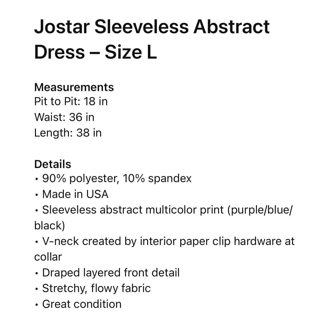 Jostar Abstract Print V Neck Sleeveless Midi Dress Size L Purple Blue Black - Thumbnail 3