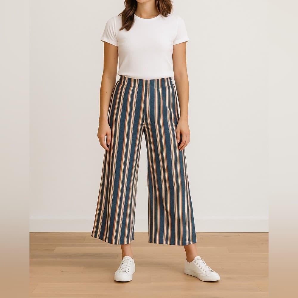 O’Neill Womens Striped Wide Leg Pants Size 28 Cotton Boho Beach Casual