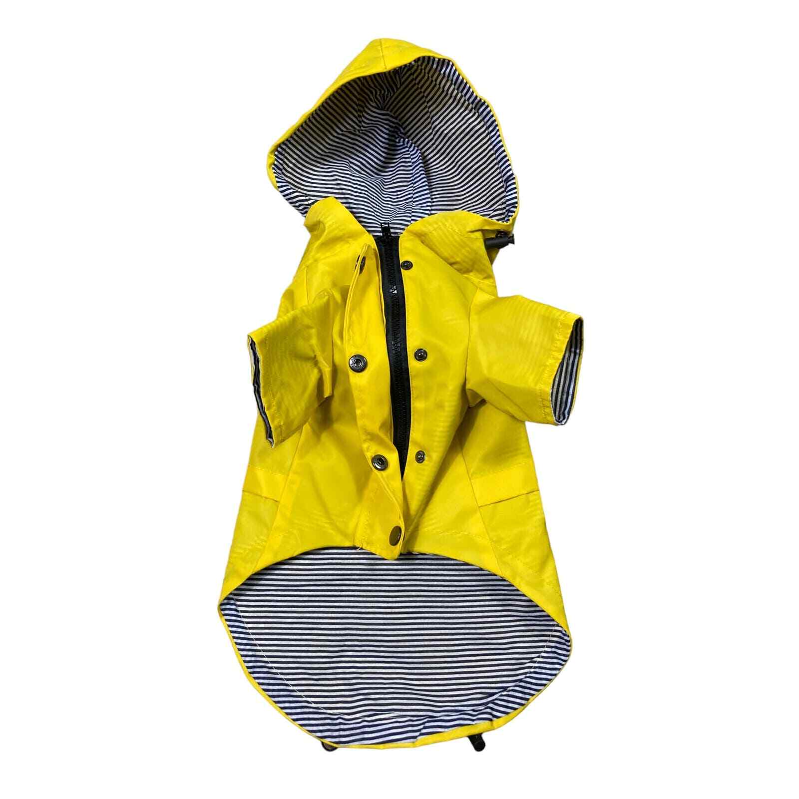Yellow Striped Cat Raincoat Pet Hooded Outdoor Jacket Cute for Cats & Small Pets