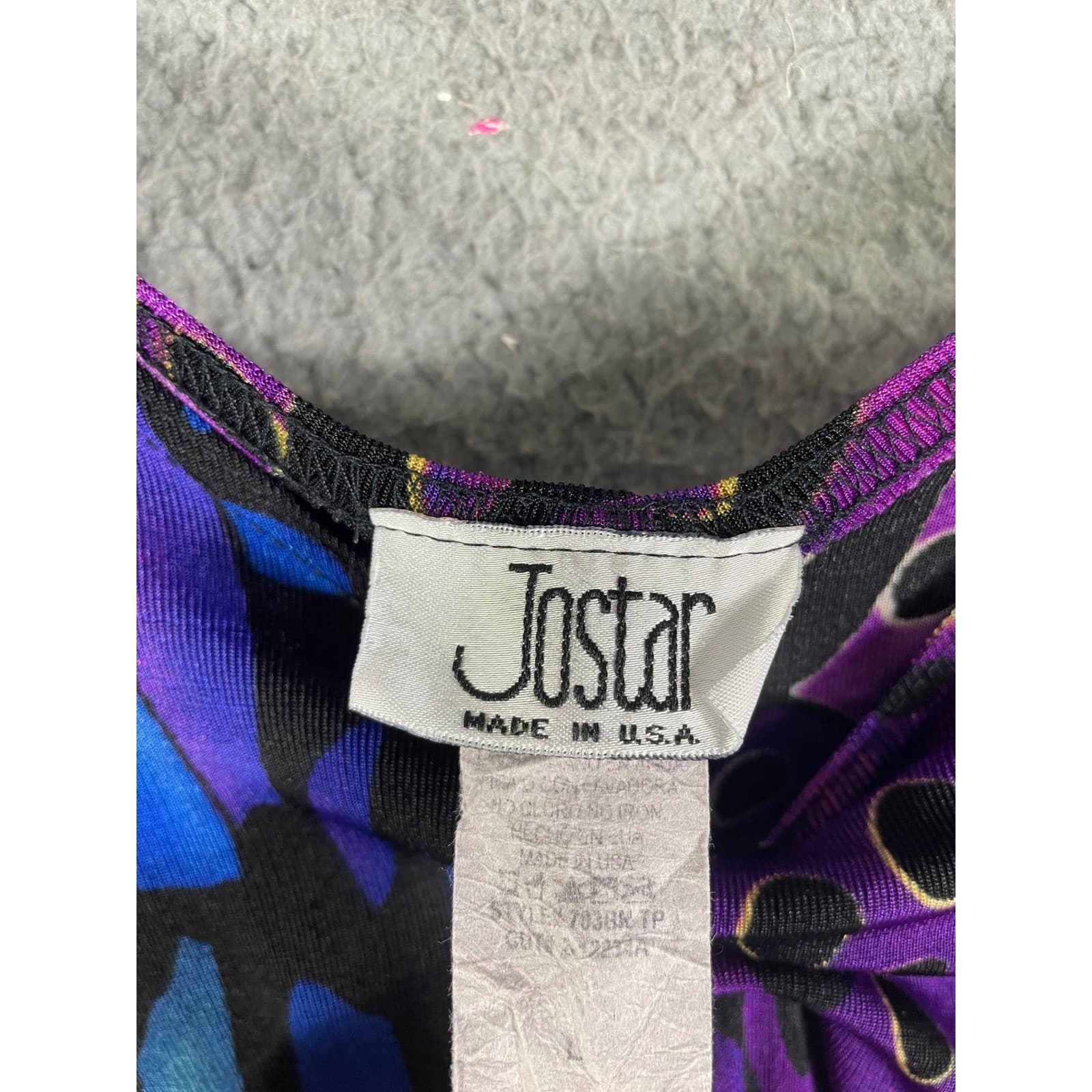 Jostar Abstract Print V Neck Sleeveless Midi Dress Size L Purple Blue Black - Thumbnail 4
