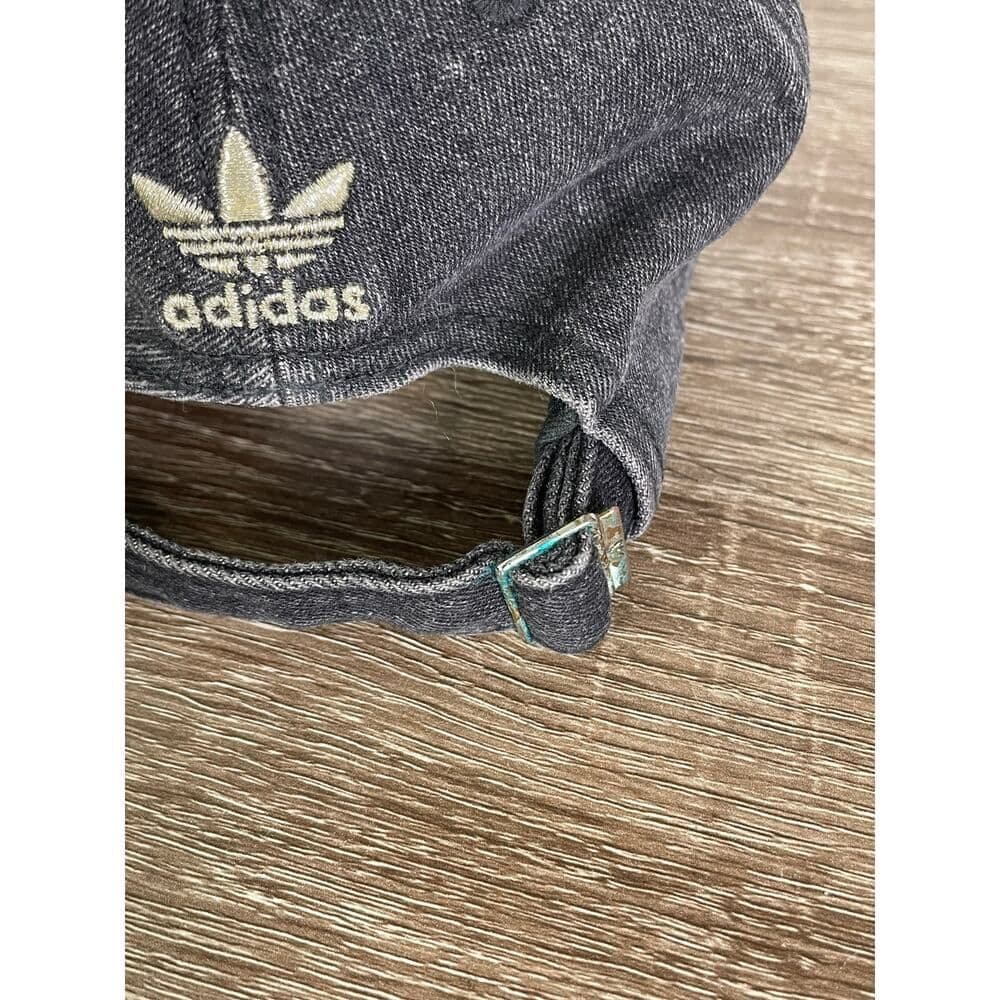 Adidas Trefoil Logo Black Denim Dad Hat Adjustable Cap Originals Washed - Thumbnail 11