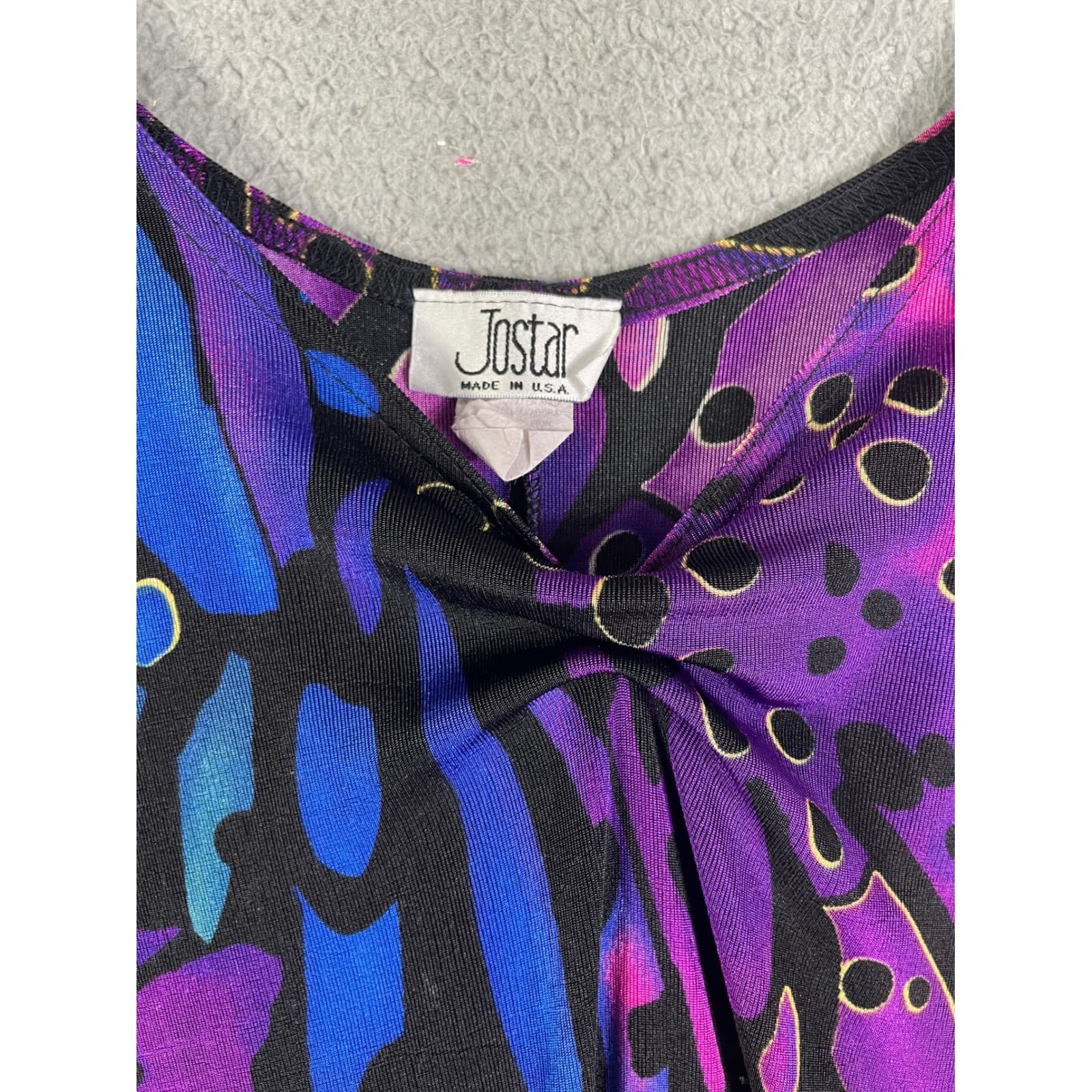 Jostar Abstract Print V Neck Sleeveless Midi Dress Size L Purple Blue Black - Thumbnail 9