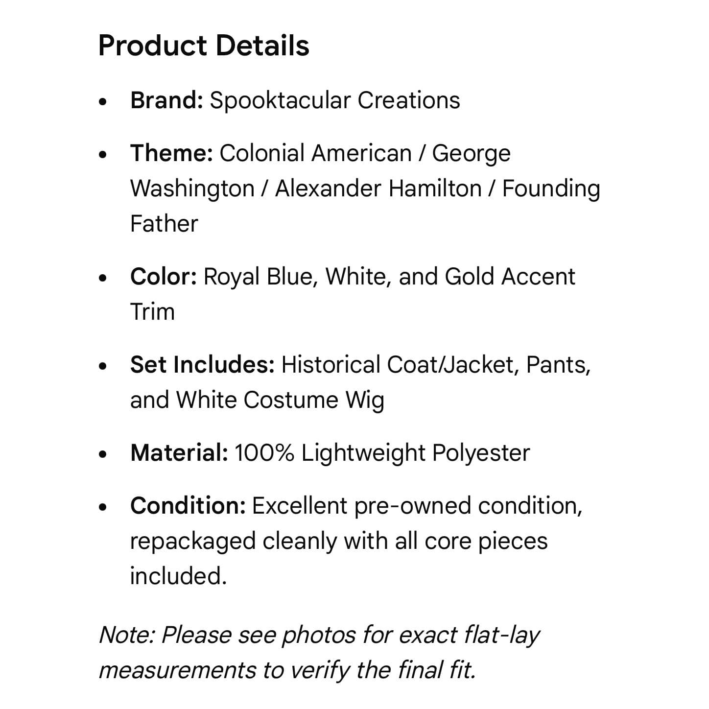 Spooktacular Creations George Washington Costume Kids M Colonial Wig Hat Blue - Thumbnail 2