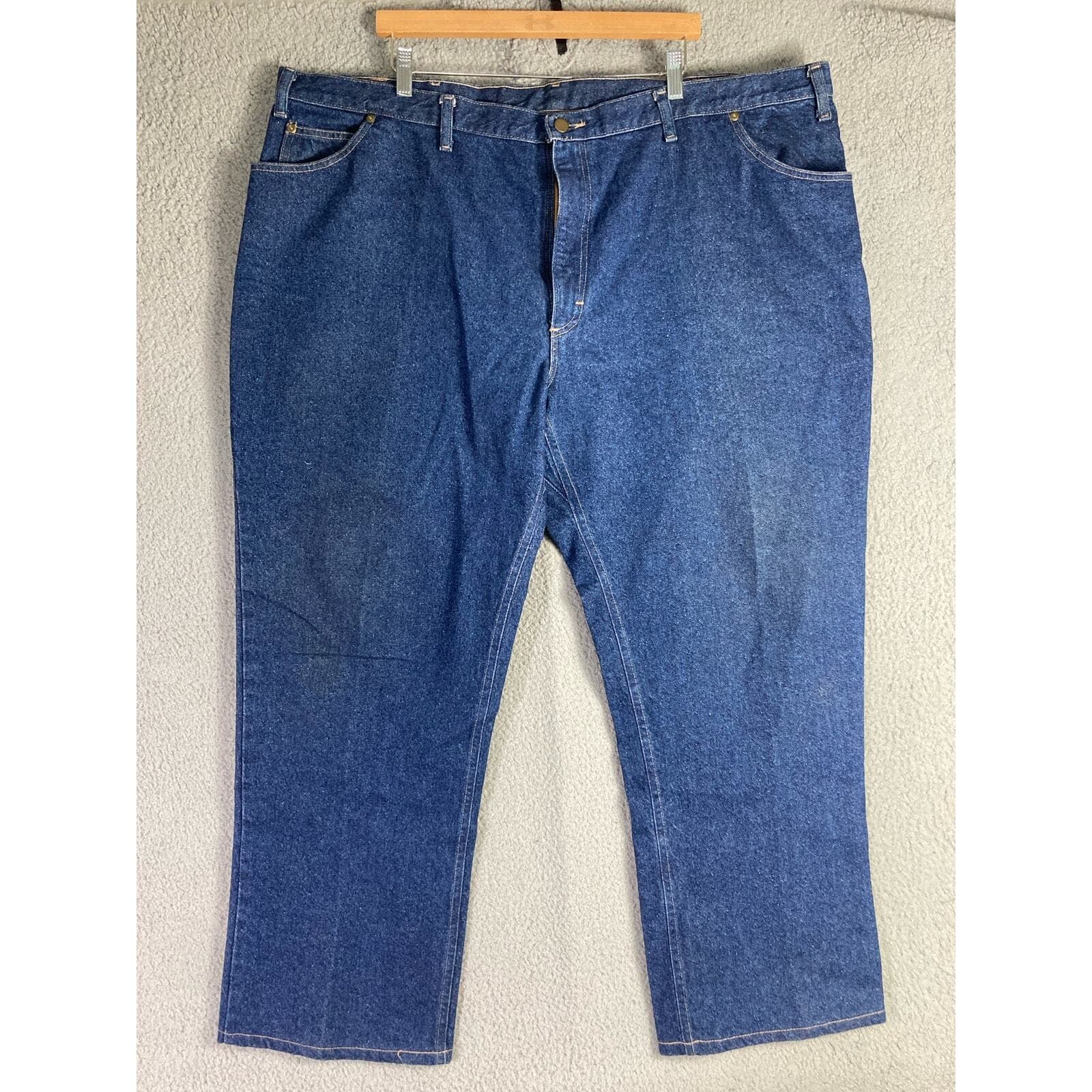 Vintage Driving Jeans, Blue Denim Mens Size 48 Relaxed Fit Straight USA Workwear - Thumbnail 6