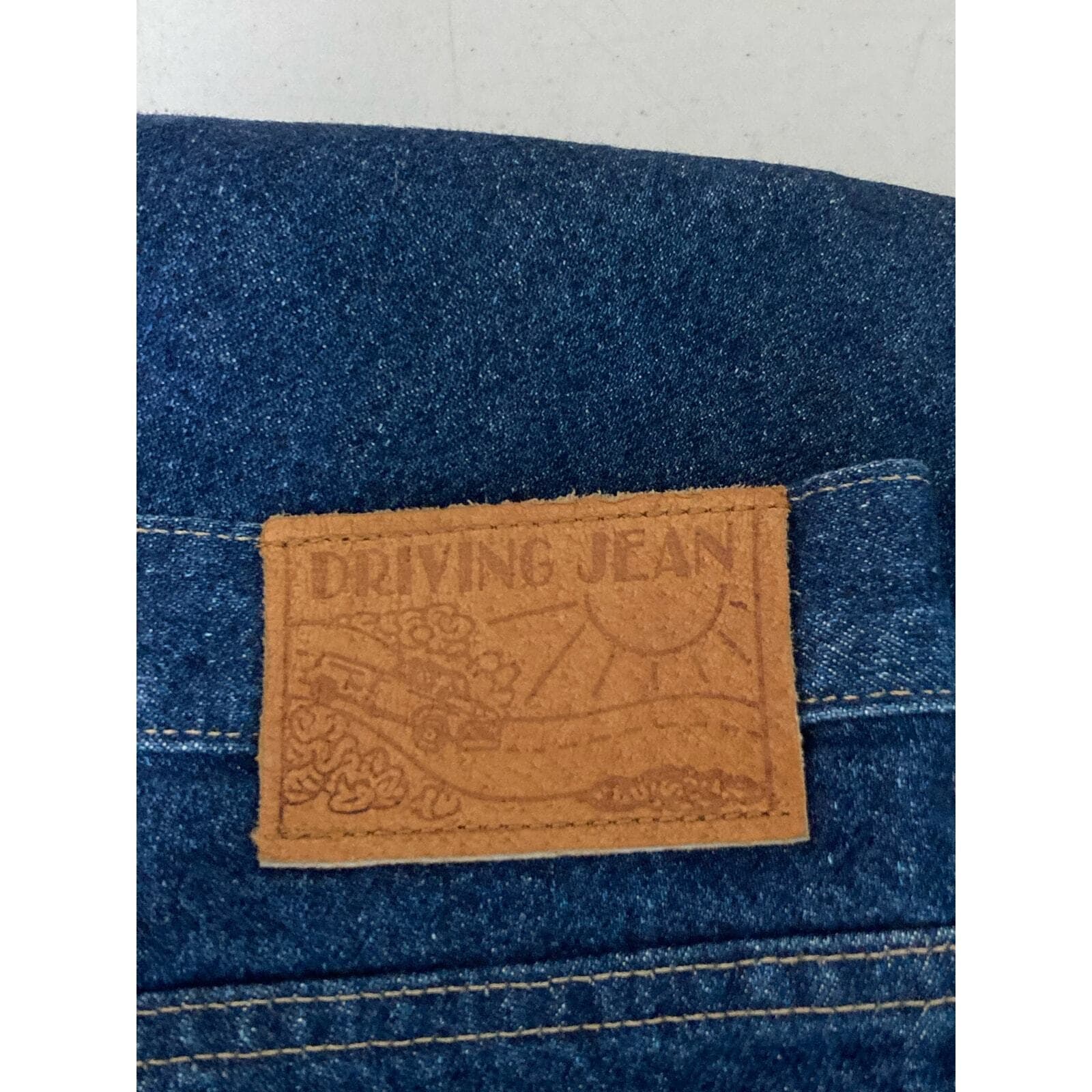 Vintage Driving Jeans, Blue Denim Mens Size 48 Relaxed Fit Straight USA Workwear - Thumbnail 4