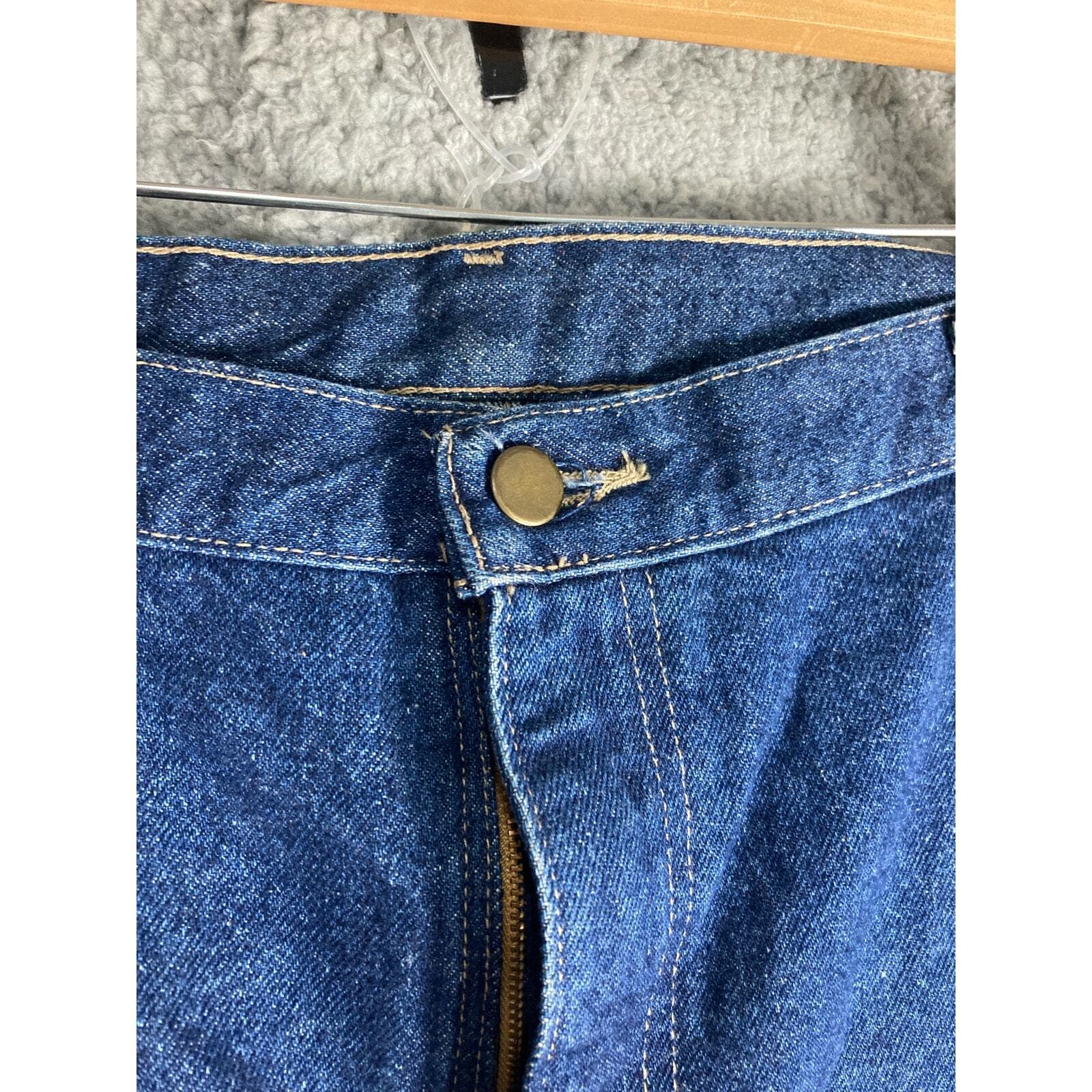Vintage Driving Jeans, Blue Denim Mens Size 48 Relaxed Fit Straight USA Workwear - Thumbnail 9