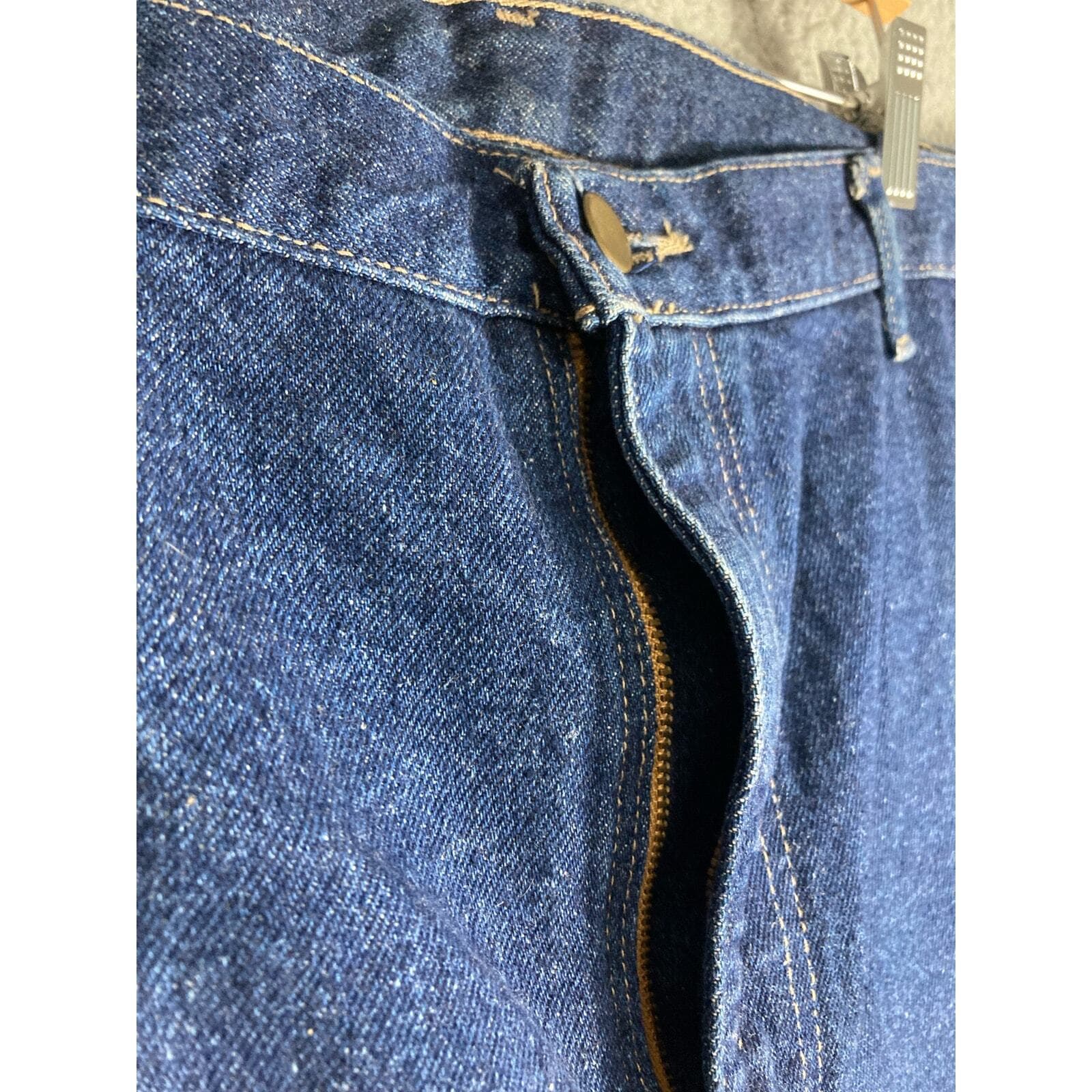 Vintage Driving Jeans, Blue Denim Mens Size 48 Relaxed Fit Straight USA Workwear - Thumbnail 10