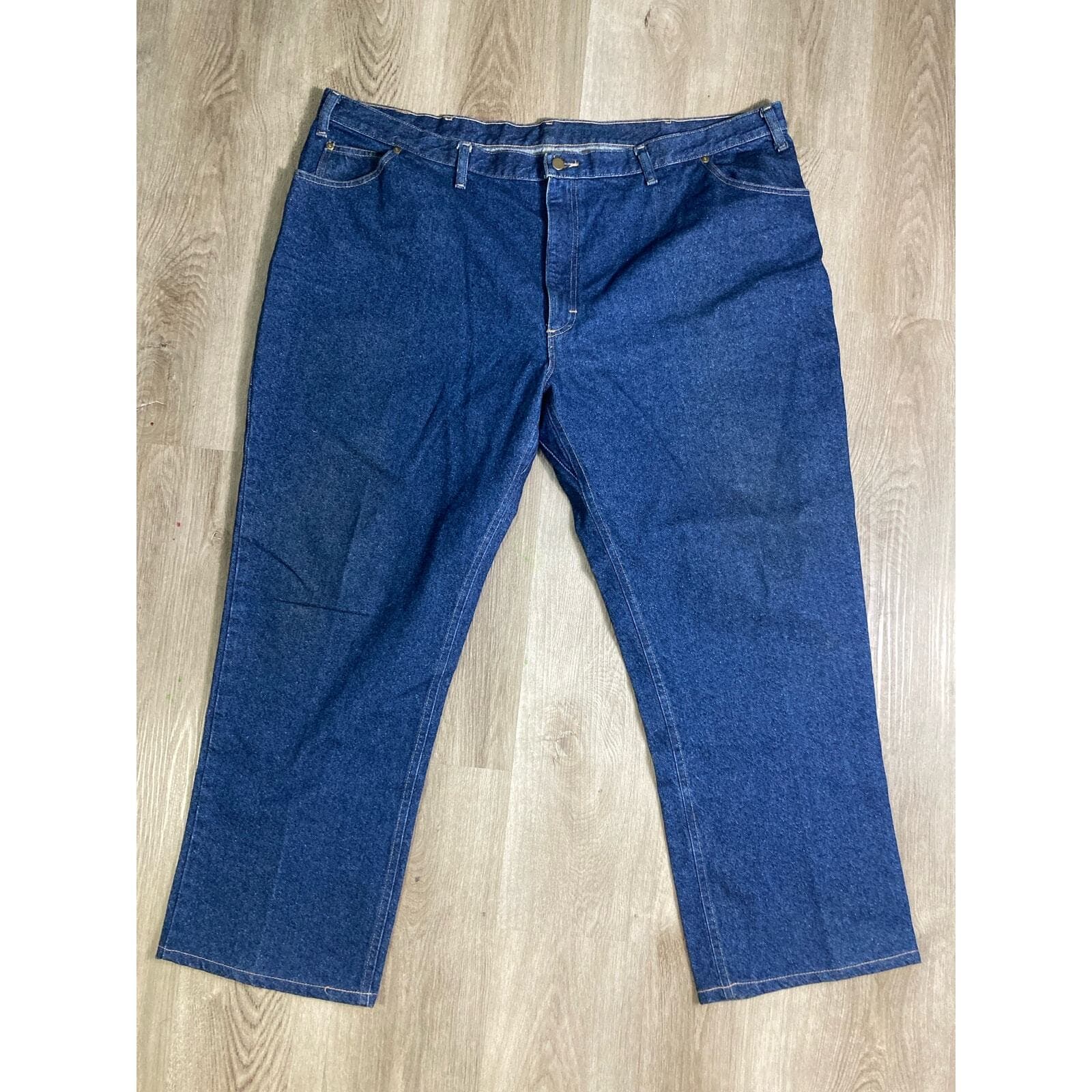 Vintage Driving Jeans, Blue Denim Mens Size 48 Relaxed Fit Straight USA Workwear - Thumbnail 2