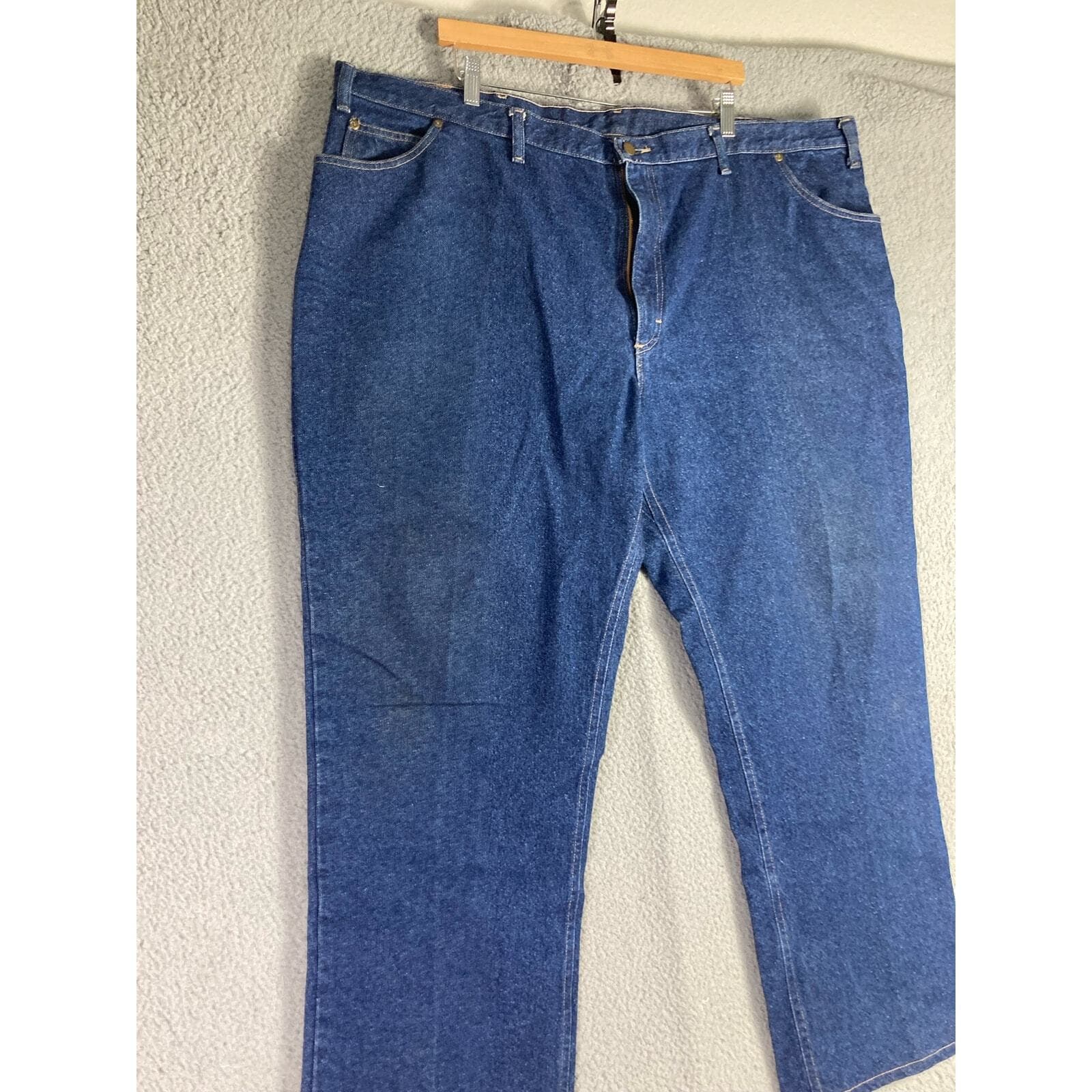 Vintage Driving Jeans, Blue Denim Mens Size 48 Relaxed Fit Straight USA Workwear - Thumbnail 8