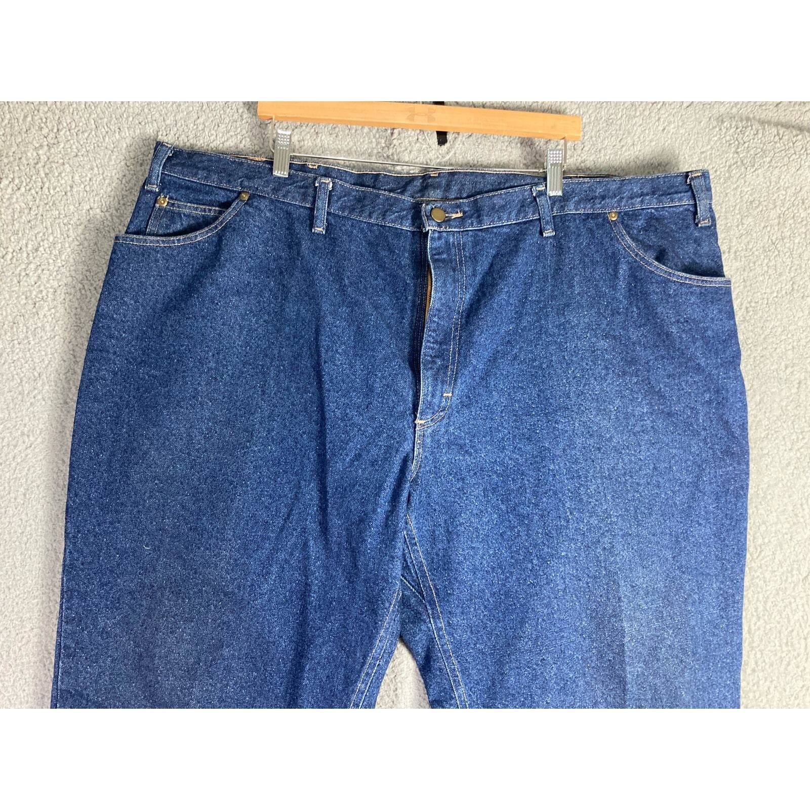 Vintage Driving Jeans, Blue Denim Mens Size 48 Relaxed Fit Straight USA Workwear - Thumbnail 5