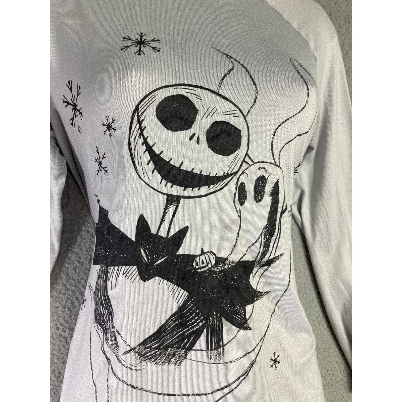 Disney Nightmare Before Christmas Pajama Top Womens XS Jack Skellington Gray Tee - Thumbnail 7