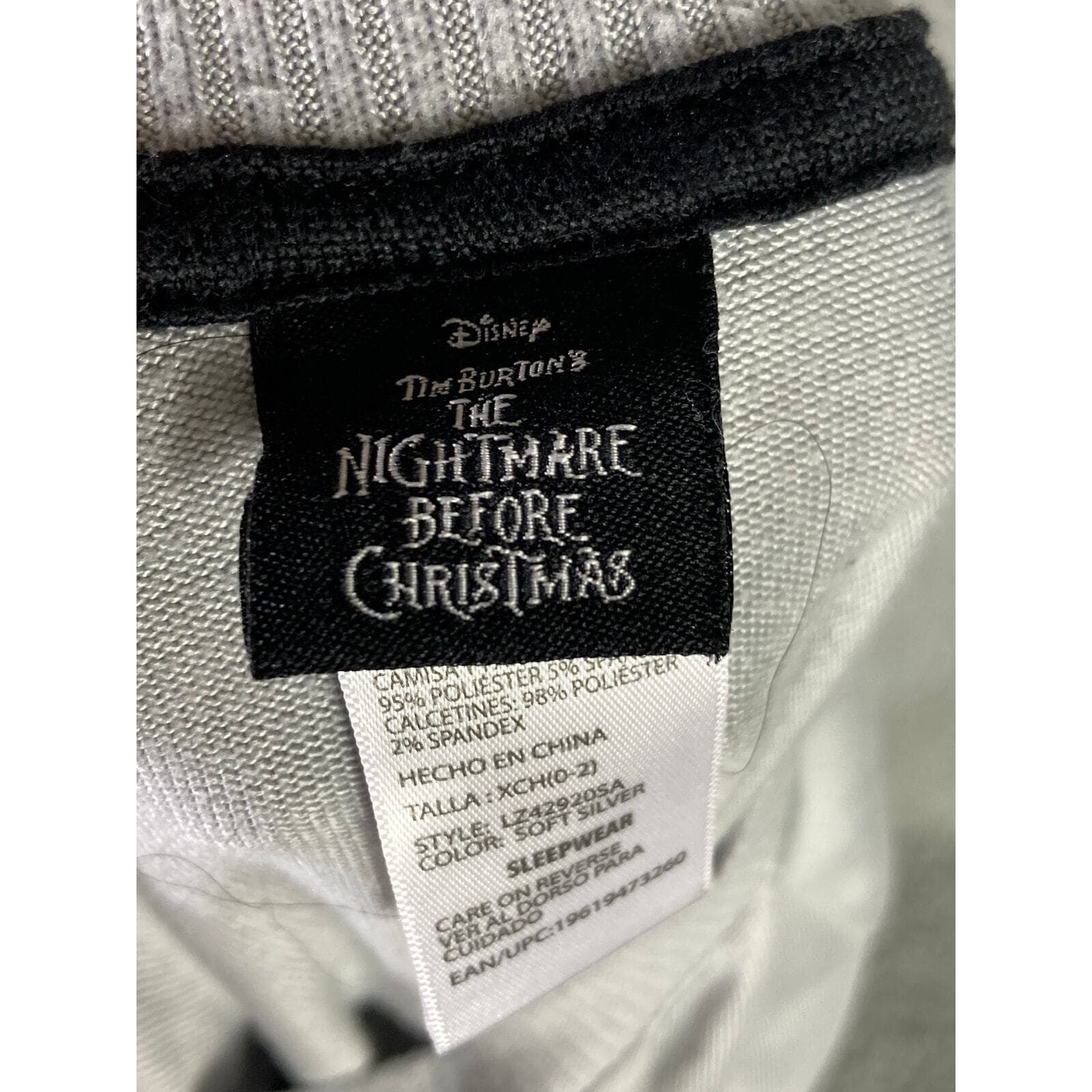 Disney Nightmare Before Christmas Pajama Top Womens XS Jack Skellington Gray Tee - Thumbnail 2