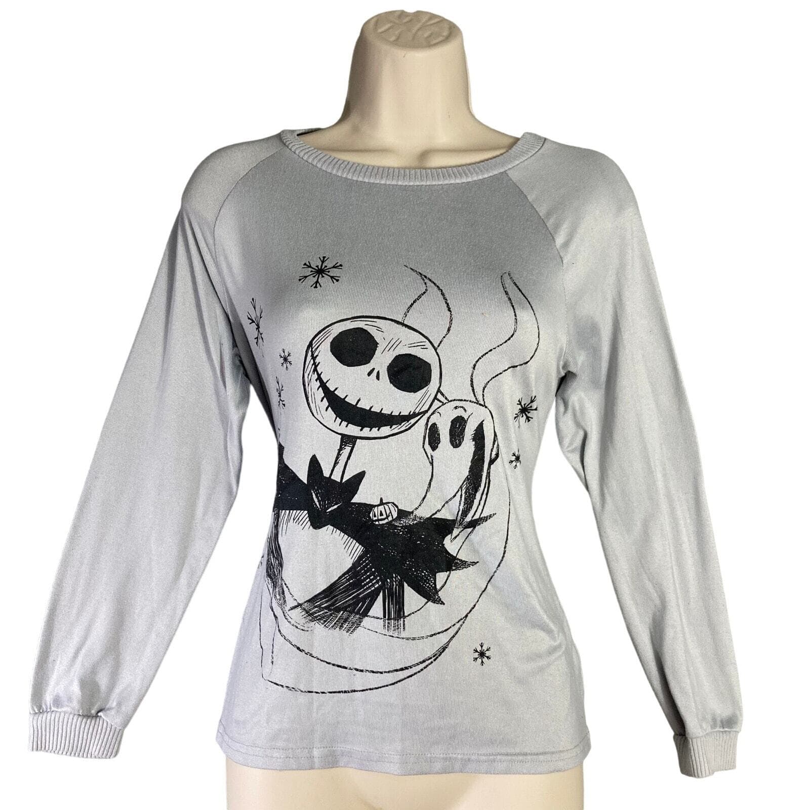 Disney Nightmare Before Christmas Pajama Top Womens XS Jack Skellington Gray Tee
