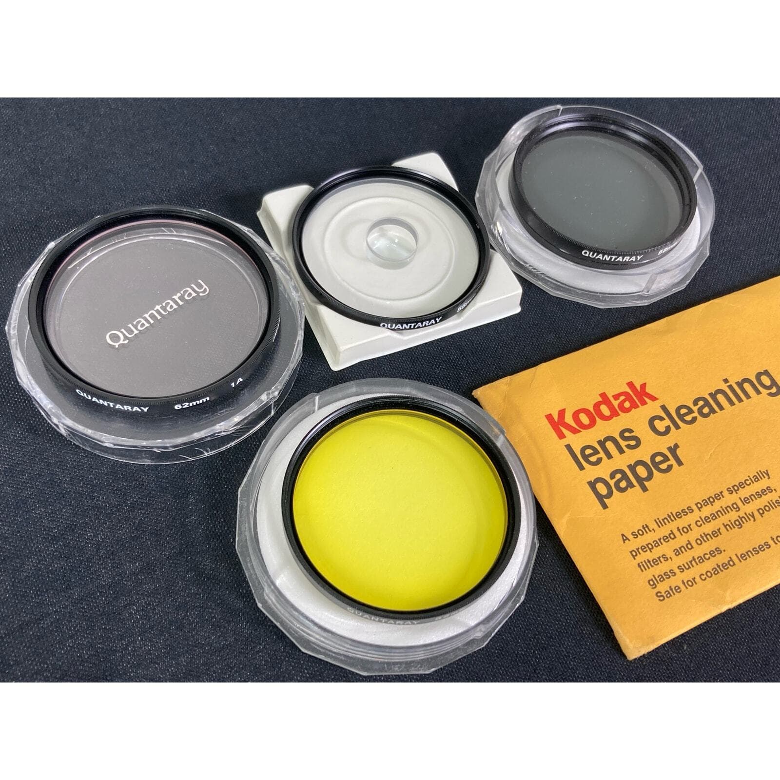 Vintage Quantaray Camera Filters 58mm 62mm Bundle with Cleaning Paper Kit 90s - Thumbnail 2