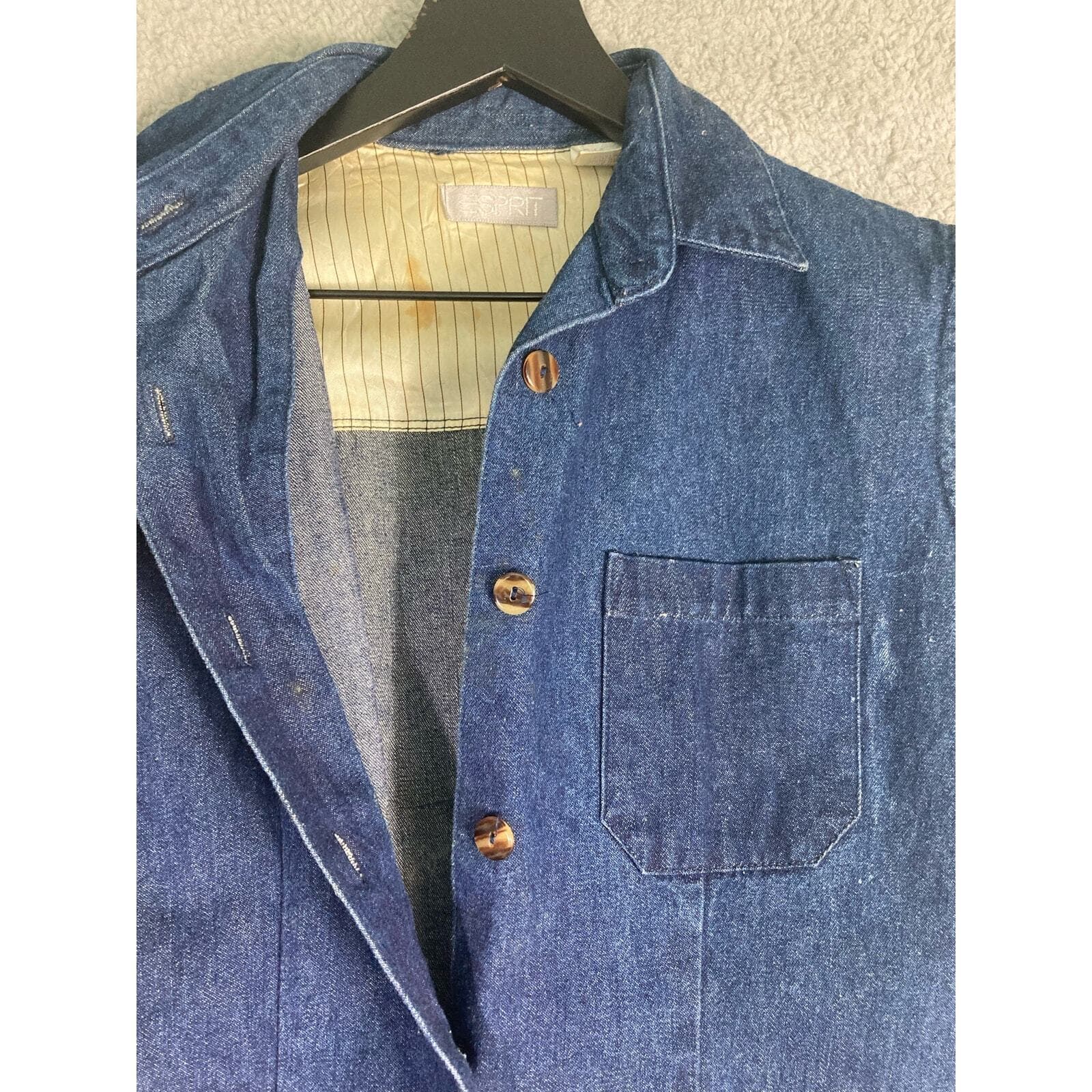 Vintage Denim Dress Women's Size 8 Blue Knee Length Sleeveless Casual ESPRIT - Thumbnail 5