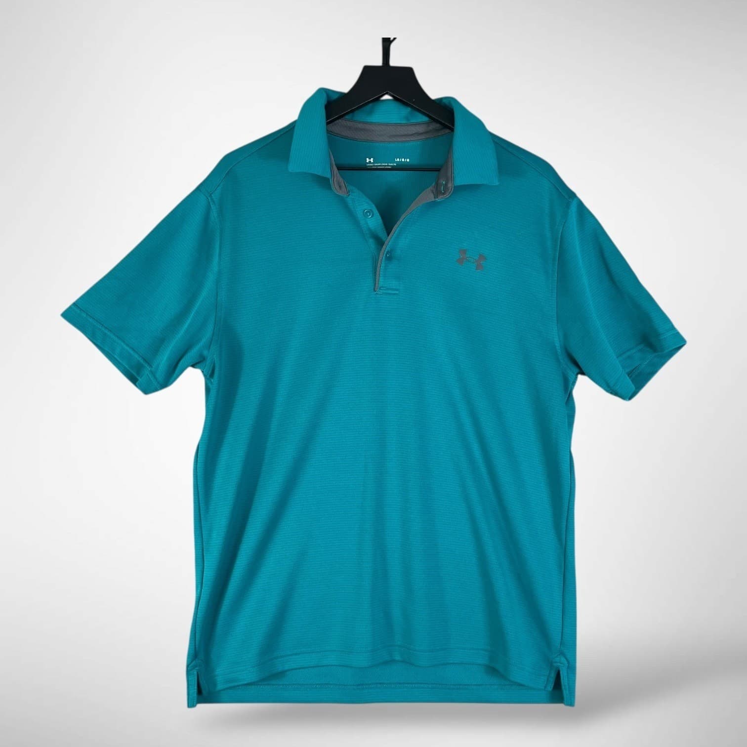 Under Armour Performance Polo Mens L Teal Blue Green Loose Fit Golf Shirt Sport - Thumbnail 2