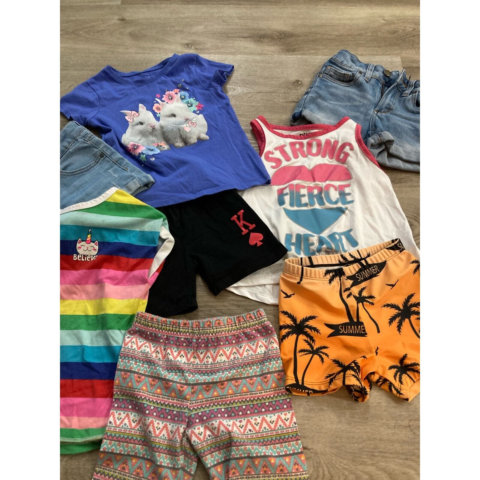 Girls 8-Piece Summer Clothing Bundle Size 4–7 Rainbow Unicorn Set Multicolor Lot - Thumbnail 3
