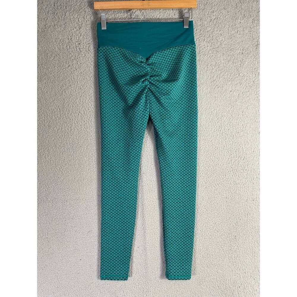 Lot of 2 High Waist Honeycomb Leggings Seamless Teal & Red Size M Textured Fit - Thumbnail 4