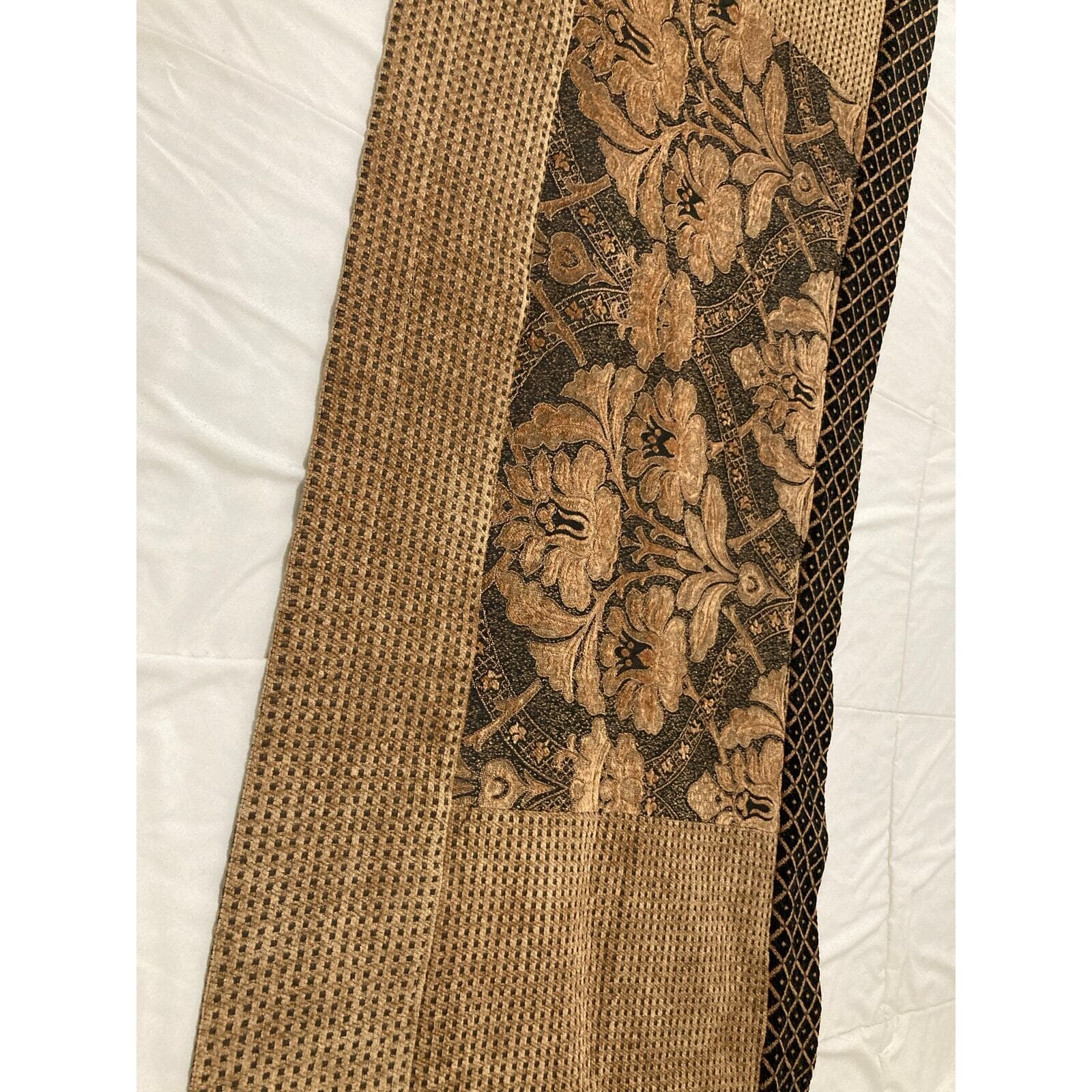 Vintage 1990s Table Runner Set Lot of 2 Brown Gold & Black - Thumbnail 6