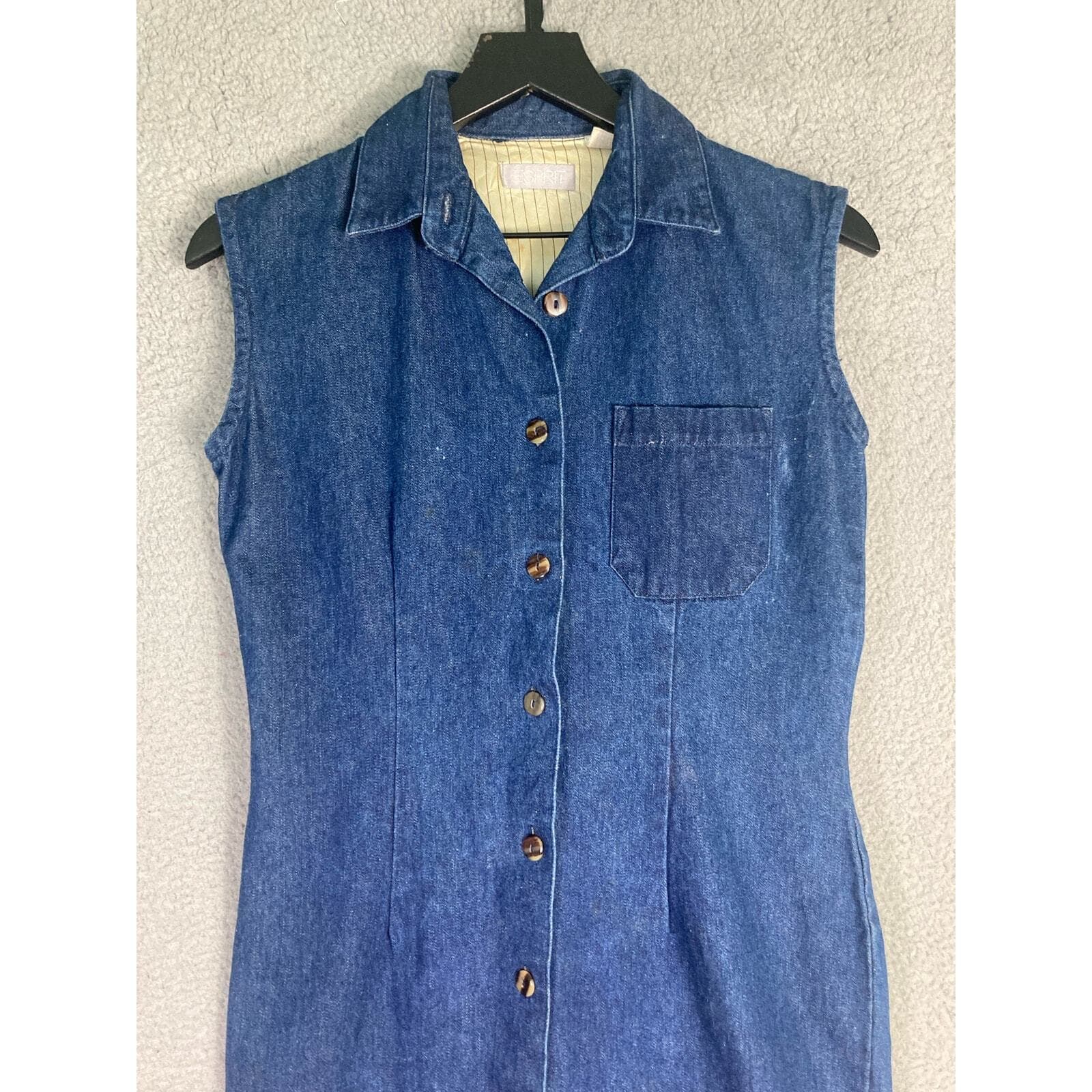 Vintage Denim Dress Women's Size 8 Blue Knee Length Sleeveless Casual ESPRIT - Thumbnail 7
