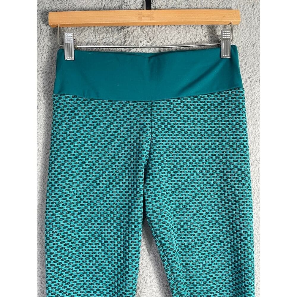 Lot of 2 High Waist Honeycomb Leggings Seamless Teal & Red Size M Textured Fit - Thumbnail 3