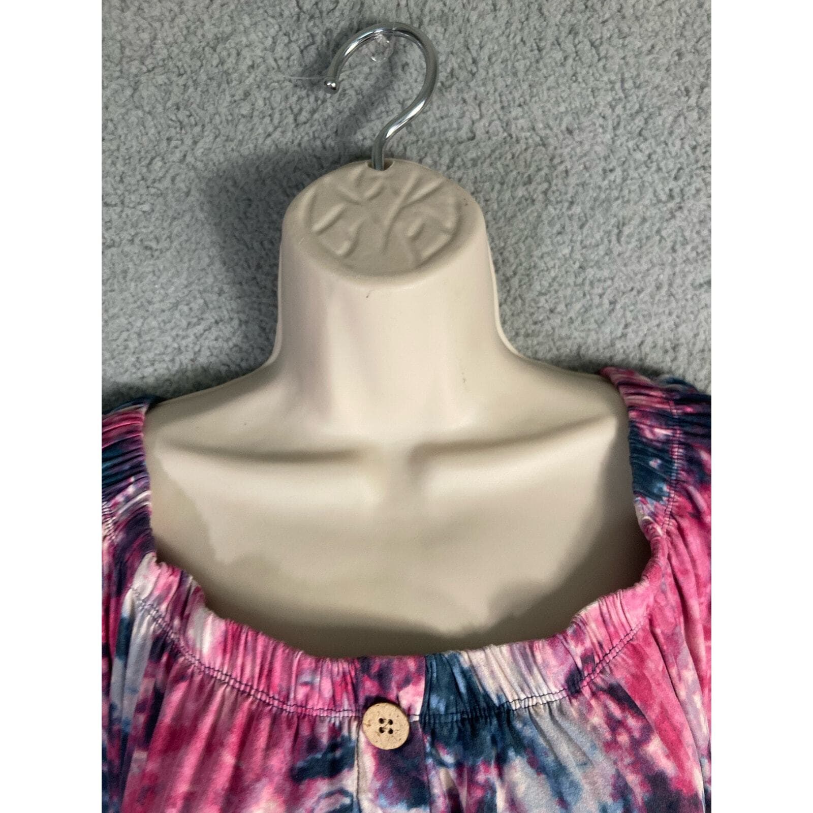 Women's Tie Dye Button-Up Knee Length Dress Multicolor Size L Vintage - Thumbnail 10
