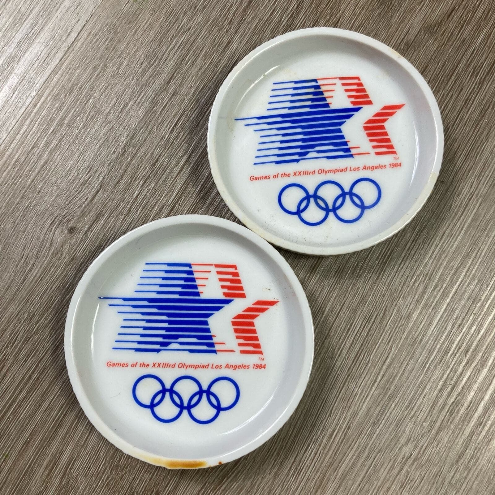Vintage 1984 Los Angeles Olympics Plates Set Olympic Rings USA LA84 Collectible