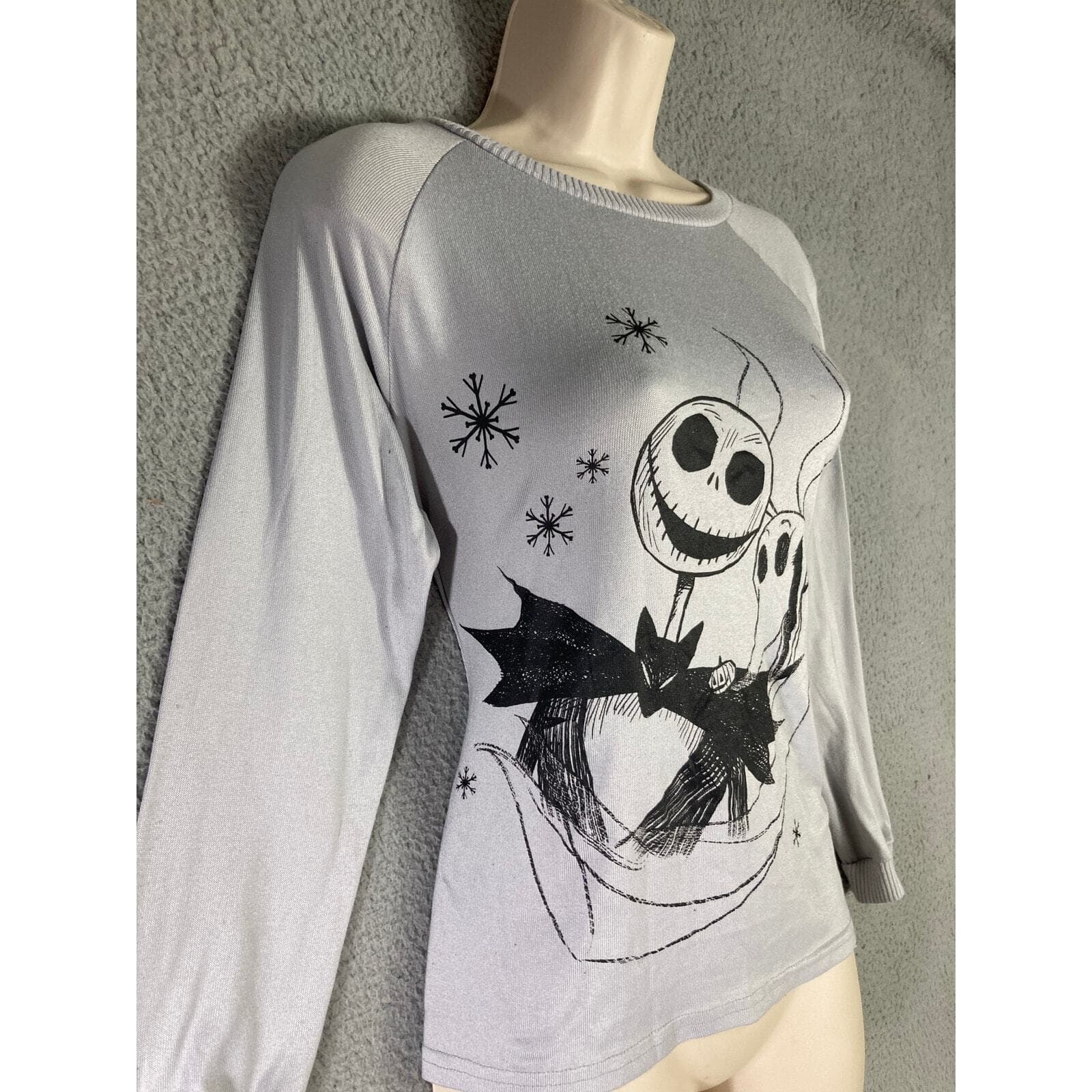 Disney Nightmare Before Christmas Pajama Top Womens XS Jack Skellington Gray Tee - Thumbnail 5