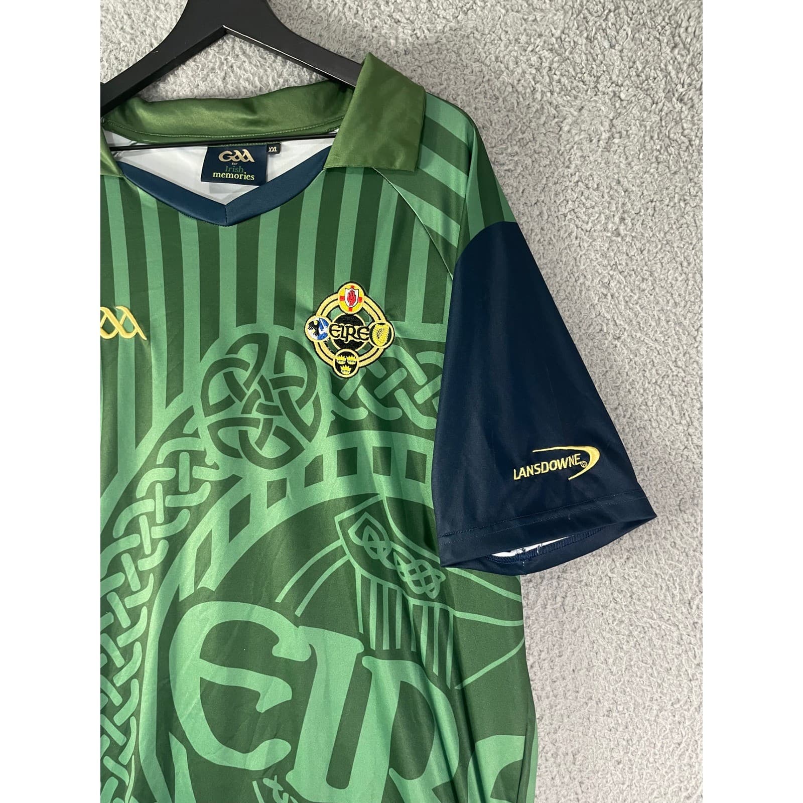GAA Irish Memories Lansdowne Eire Heritage Jersey Mens XXL Green Navy Gaelic Top - Thumbnail 8