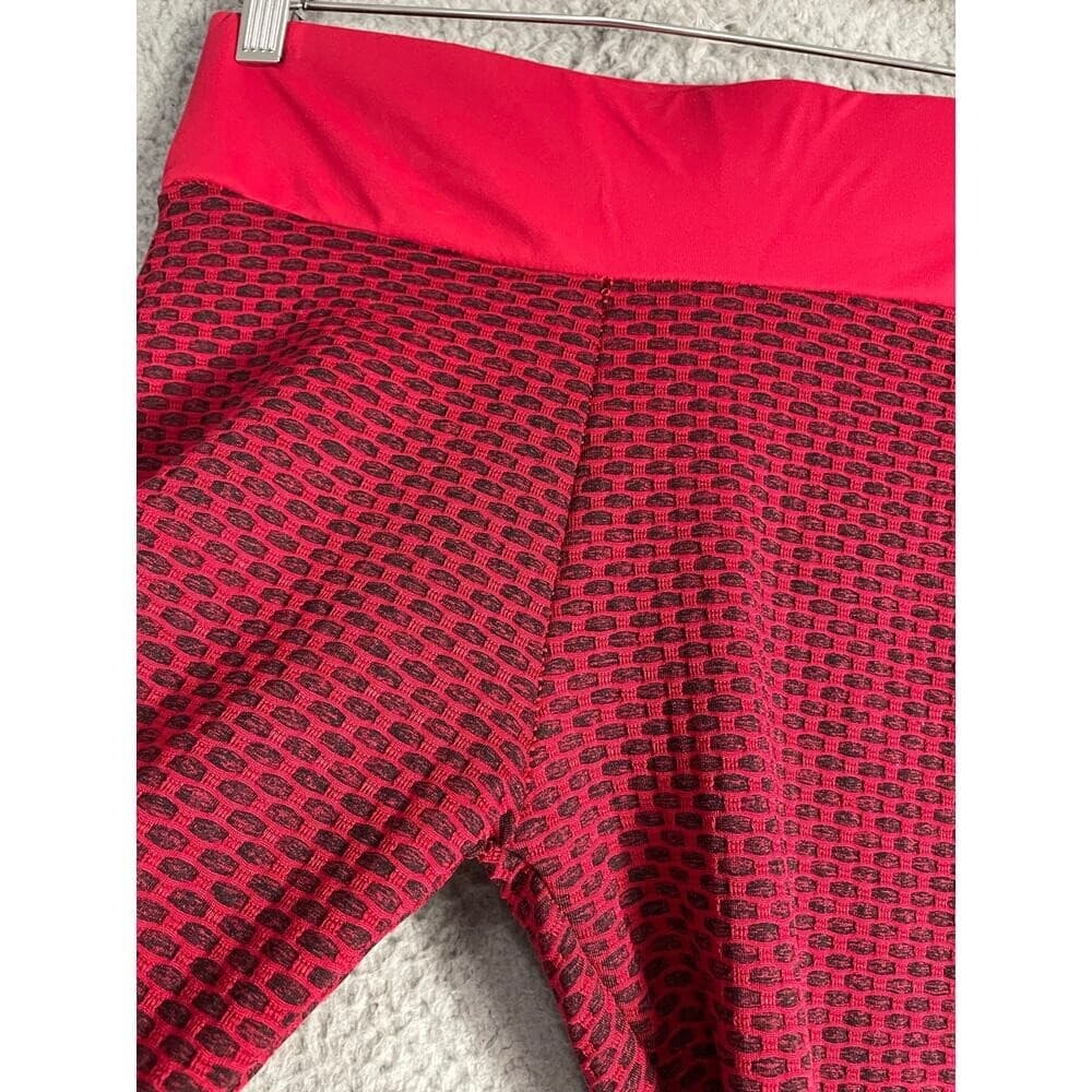 Lot of 2 High Waist Honeycomb Leggings Seamless Teal & Red Size M Textured Fit - Thumbnail 8